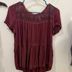 Burgundy Lace Flowy Top